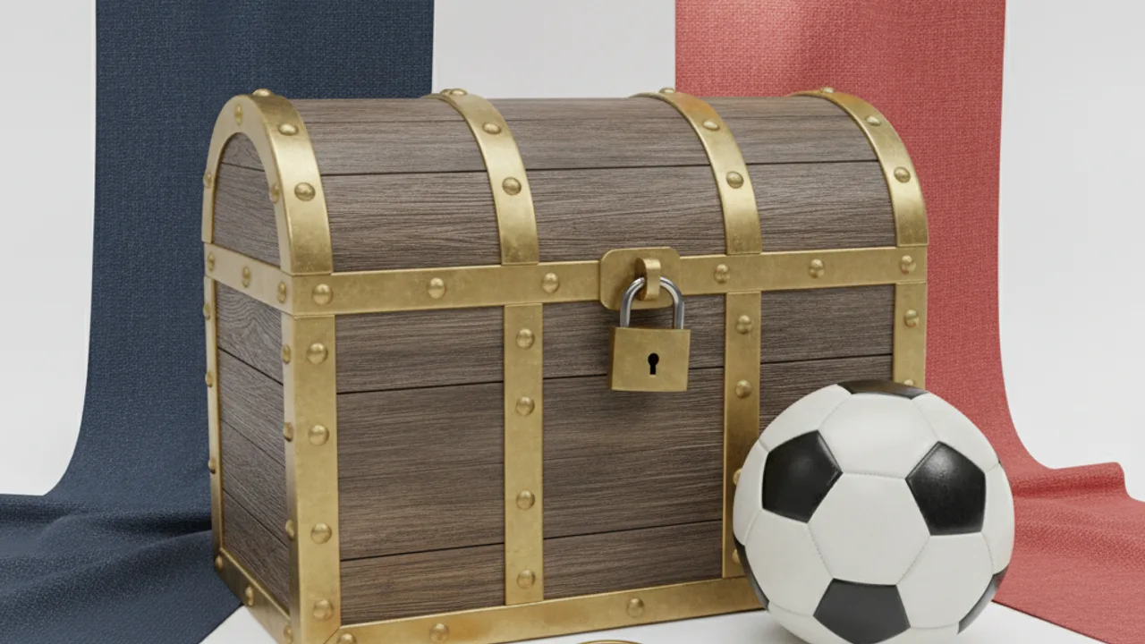 Treasure chest with a soccer ball and a blank betting slip